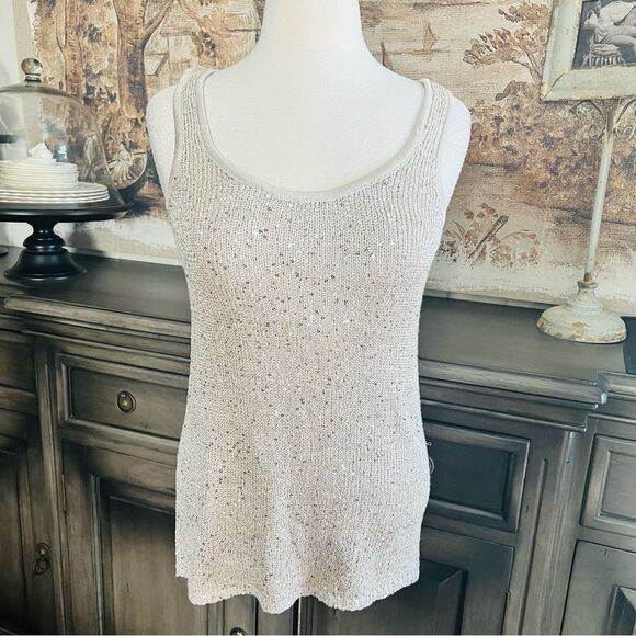 Matty M Sparkly Light Gray Sequin Shell size Medium - Picture 1 of 5